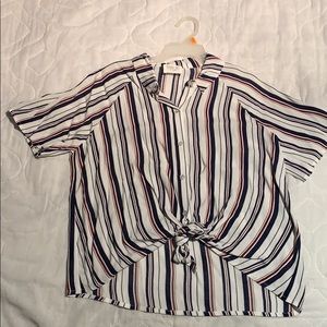 Stripped blouse tie up